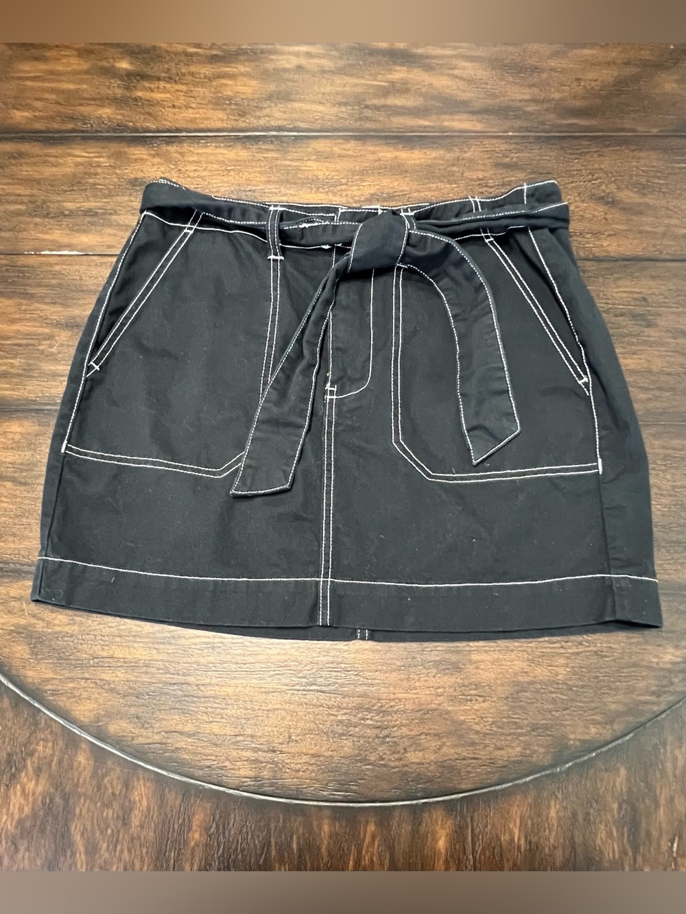 Dickies Black Mini Skirt Belted Waist 100% Cotton Utility Grunge 90s Size 9/29
